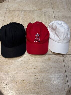 LA Angels Red Baseball Cap & Red & Black Hat- Bundle of 3